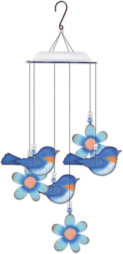Sunset Vista Designs Wind Chimes for Outside Garden Décor Metal Wind Chime, 14.25", Blue Bird