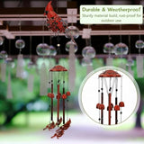Cardinal Wind Chimes for Outside 34'' 3D Red Bird Metal Wind Chimes Hanging Decoration Cardinal Gifts Women Grandma Mom Memorial Red Bird Decor for Outdoor Garden Yard Patio Backyard