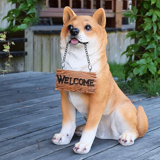 Garden Statue Animal Sculpture Outdoor Decor Gift Outdoor Statues Courtyard Resin Decoration Outdoor Garden Simulation Animal Statue Living Room Corridor Dog Sculpture(35 * 23 * 44cm)