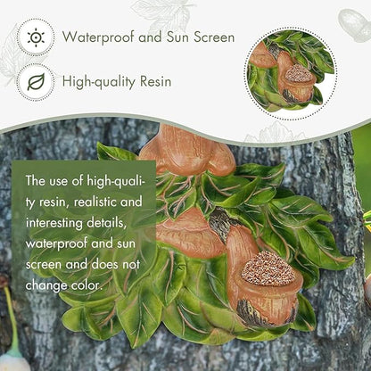 vomiceak Large Tree Face Decor Outdoor - 12 Inch Bird Feeder, Unique Old Man Tree Face Hugger Statues - Glow Eyes in Dark, Funny Garden Patio Art Statue Decor