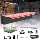 LONGRUN Waterfall Spillway Multi-Color LED Light Outdoor Pool Fountain, Acrylic Water Spillway Koi Pond Waterfalls Fountains Kit for Garden Koi Ponds Patio Swimming Pool Decoration-23.6"