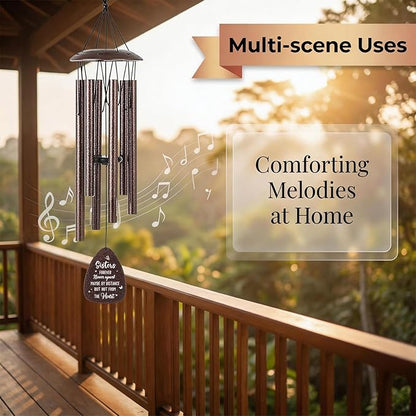 Sister Gifts Wind Chimes - Metal Windchimes Outdoors with Greeting Card Waterproof Hanging Decor for Garden Patio Yard Balcony Backyard Appreciation Sisterhood Birthday Gift for Sisters