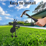 WADORN 3Pcs Ant Metal Decorative Garden Stakes, Working Farm Ant Silhouette Metal Outdoor Statues Animals Garden Ornament Gifts Black Yard Art Decoration for Outdoor Backyard Patio Lawn Walkways