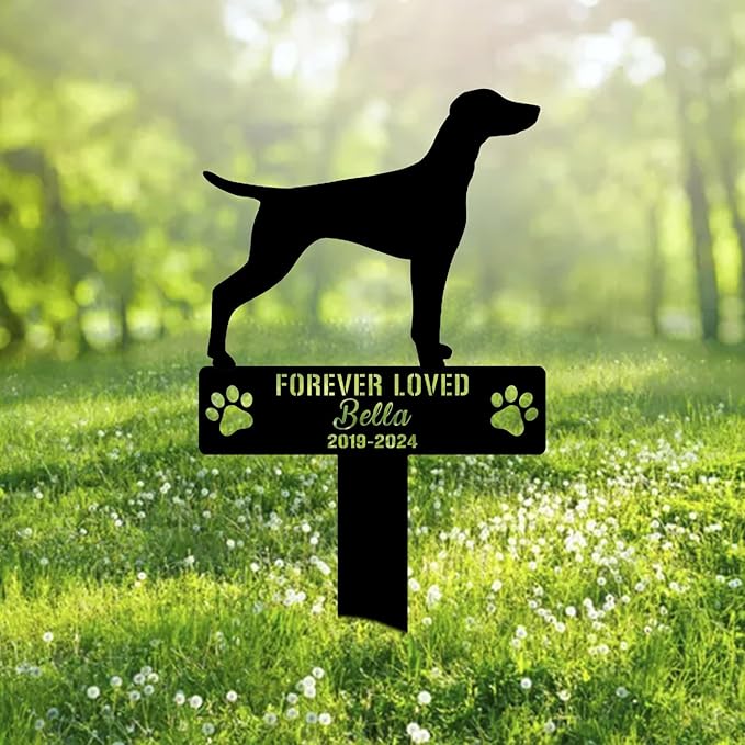 Custom Vizsla Dog Metal Memorial Garden Stake Personalized Pet Grave Marker Name Sign Remembrance Stake Decor Sympathy Dog Loss,Outdoor Statues for Yard Garden Lawn Patio Pathway Grave Ornament.