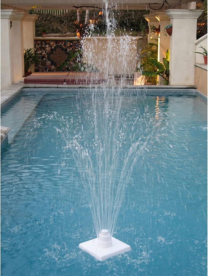 Aqua Select Floating Outdoor Pool Fountain | Adjustable Height Up to 16' Feet | Decorative Three Tier Grecian Fountain | for Above Ground or Inground Swimming Pools | Easy to Install | White