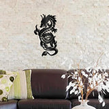 CREATCABIN Metal Dragon Wall Art Black Iron Signs Asia Japanese Chinese Dragon Sculpture Hanging Hollow Wall Artwork Ornament Decoration for Living Room Office Outside Garden Balcony 11.8 x 5.3 Inch