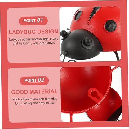 Holibanna 3pcs Iron Art Ladybug Decorations Realistic Outdoor Garden Decor Red Ladybug Adornments for Lawns Patios and Gardens Extra Small Small Medium
