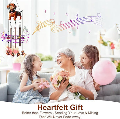 Gifts for Mom, Wind Chimes for Outside Perfect for Outdoor Gardens Patios Home Decor, Features Melodious Tones Create a Zen Atmosphere, Retirement Gifts for Women Men(Colorful Dachshund)
