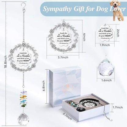 Dog Memorial Sun Catcher - Paw Print Sympathy Gift for Dog Lovers, Crystal Suncatcher Remembrance for Grieving Owners, Rainbow Maker Hanging Present for Pet Loss
