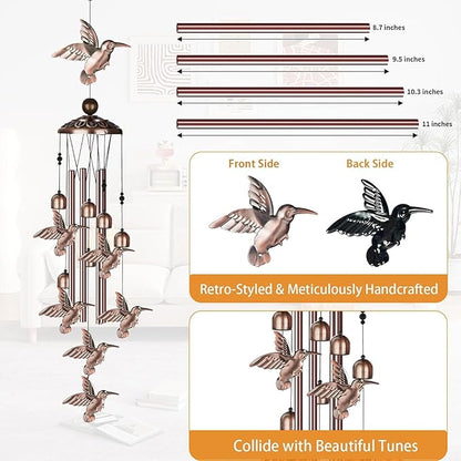 Hummingbird Wind Chimes for Outside,Metal Windchimes,Hummingbird Easter Gifts for Women/Men,Wind Chime Garden Decor Outdoor,Memorial/Housewarming/Birthday/Festival Gifts,Front Yard Decor