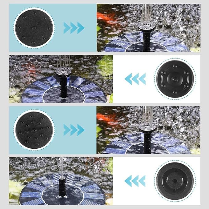 Solar Power Fountain Pump, 1.4W Solar Powered Fountain Pump with 2 Packs of 10 Easy Install Nozzles, with 4 Fixed Rods Solar Bird Bath Fountain Pump for Pond, Pool, Fish Tank, Aquarium and Garden