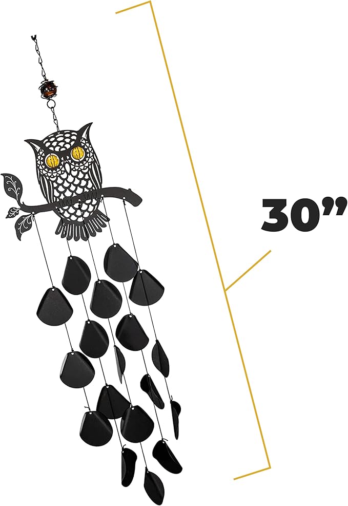 VP Home 30-inchBlack Tribal Owl Wind Chimes for Decoration, Unique Tribal Owl Windchimes Best for Outdoor Decoration Garden Decor, Yard Decor Chimes Gift for Women, Mom, Grandma, Unisex