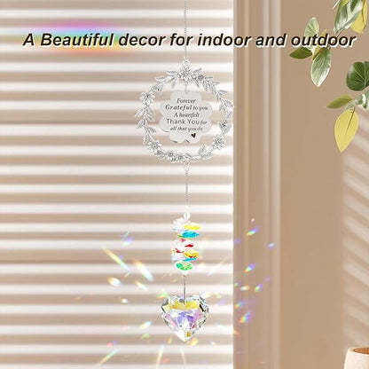Thank You Gifts for Women Teacher, Crystal Suncatchers Indoor Window Hanging, Teacher Appreciation Gift, Sun Catcher Rainbow Maker, Heart