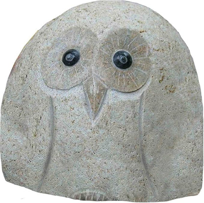 Hand Carved Natural Granite Boulder Owl – 8" Tall, Approx.12 lbs – Unique Garden & Home Décor Statue – One-of-a-Kind Gift