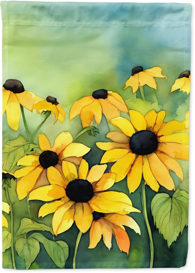 Caroline's Treasures Maryland Black-Eyed Susans in Watercolor House Flag Large Porch Sleeve Pole Decorative Outside Yard Banner Artwork Wall Hanging, Polyester, House Size, Multicolor