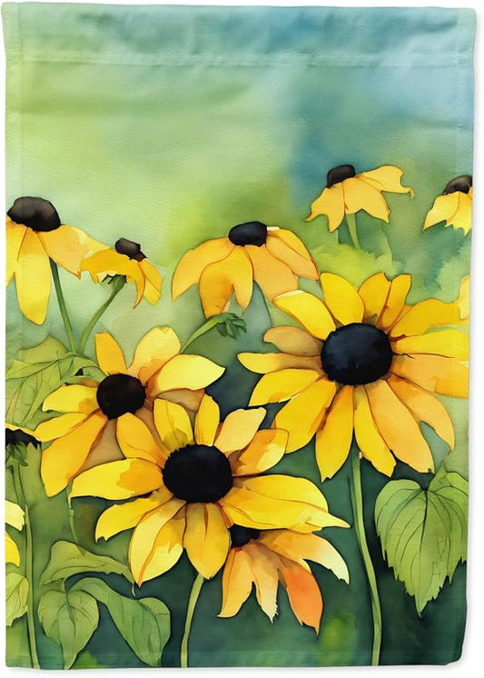 Caroline's Treasures Maryland Black-Eyed Susans in Watercolor House Flag Large Porch Sleeve Pole Decorative Outside Yard Banner Artwork Wall Hanging, Polyester, House Size, Multicolor