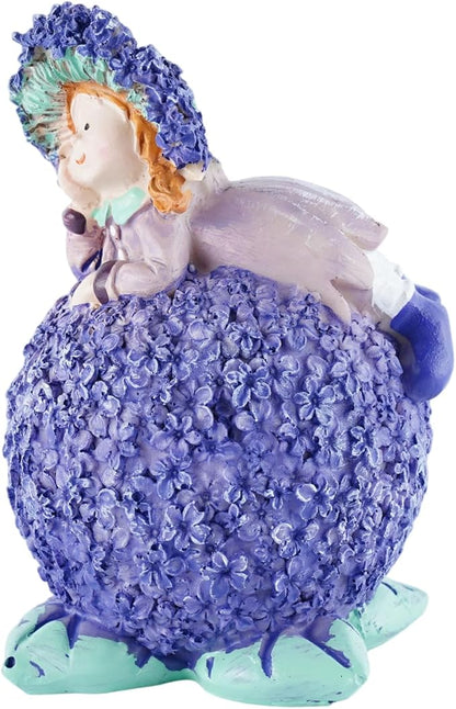 Charming Boy and Girl Garden Figurines Lavender Themed Decor Statues Spring Summer Resin Figures for Outdoor Patio Lawn Yard Art Decoration