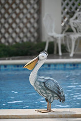 TERESA'S COLLECTIONS Pelican Outdoor Statues Garden Decor for Outside,11" Blue Coastal Ocean Bird Garden Statues & Sculptures for Yard Decor,Metal Yard Art for Lawn Patio,Pool,Backyard,Gifts for Mom
