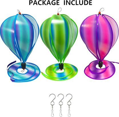 timecity 3pcs Hot Air Balloon Wind Spinner Colorful Garden Pinwheels Whirligigs Wind Spinner Windmill Striped Tie dye Windsock Rotating Sequins Windmill Wind Twister Hanging Decor