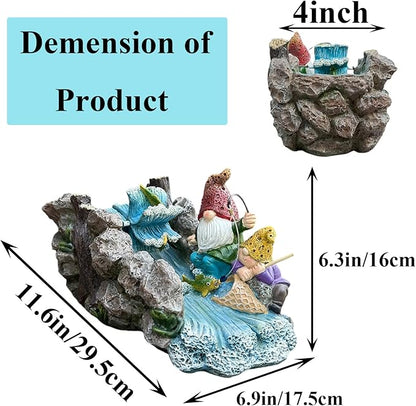 Gutter Downspout Extension Decoration Splash Block Gnome Outdoor Statues Garden Decor, 11.6" L x 6.9" W Larger Dwarf Gutter Downspout Garden Elf Sculpture Rain Concrete Pond Accessory, Gift for Mom