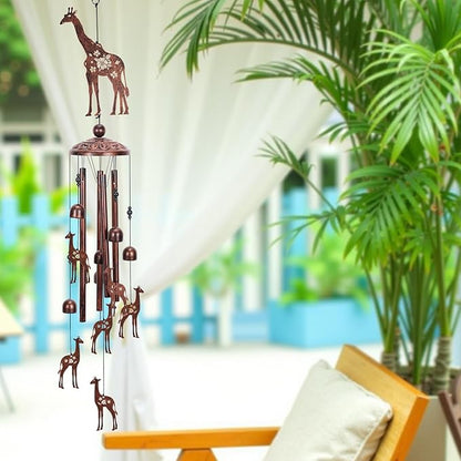 Giraffe Gift Wind Chimes for Outside, Outdoors Metal Giraffes Windchimes with S Hook for Birthday Home Patio Porch Backyard Yard Garden Decoration, Memorial Giraffes Gifts for Women Men Mom Grandma