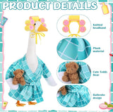 Shyyween Lady Porch Goose Outfit for 23'' Cement Plastic Lawn Goose Statue Clothes Bathrobe Bear Curlers for Outdoor Garden Yard Patio Decoration