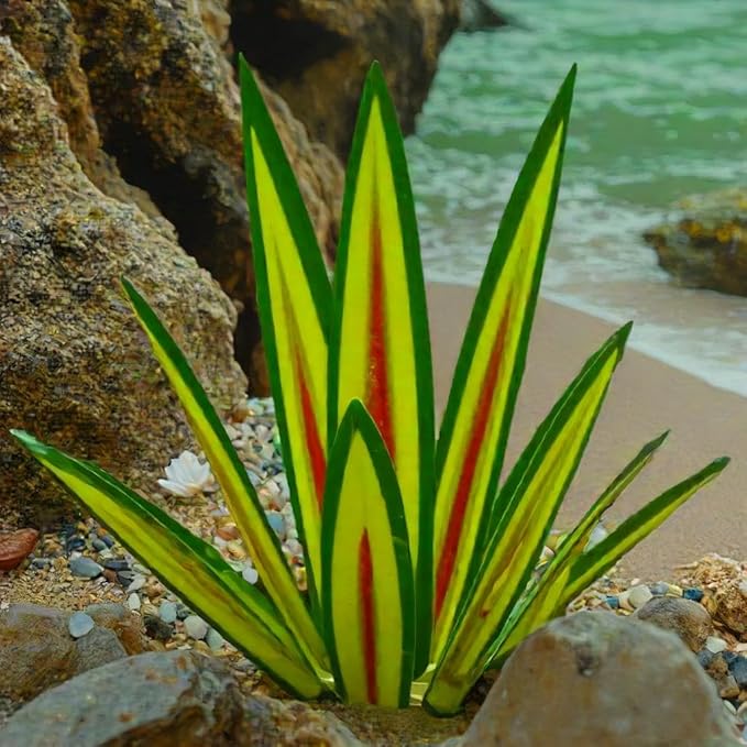 Metal Agave Plant Art Yard Large Tequila Rustic Sculpture Statue - Outdoor Decoration Agave Metal Plant Courtyard Garden Lawn Ornament Stakes Gift - 12 Leaves