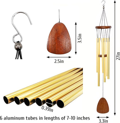 kathson Classic Wind Chimes for Outside, Memorial Windchimes for Loss of Loved One, Outdoor Deep Tone Aluminum Gift Wind Chime for Garden, Patio, Yard Zen Decoration, Gold