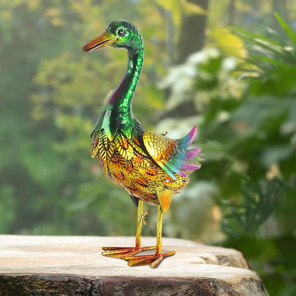 Duck Statue Indoor Outdoor Decoration Scene Vivid Metal Garden Sculpture Animal Figurine for Outside Backyard Porch Pond Roof