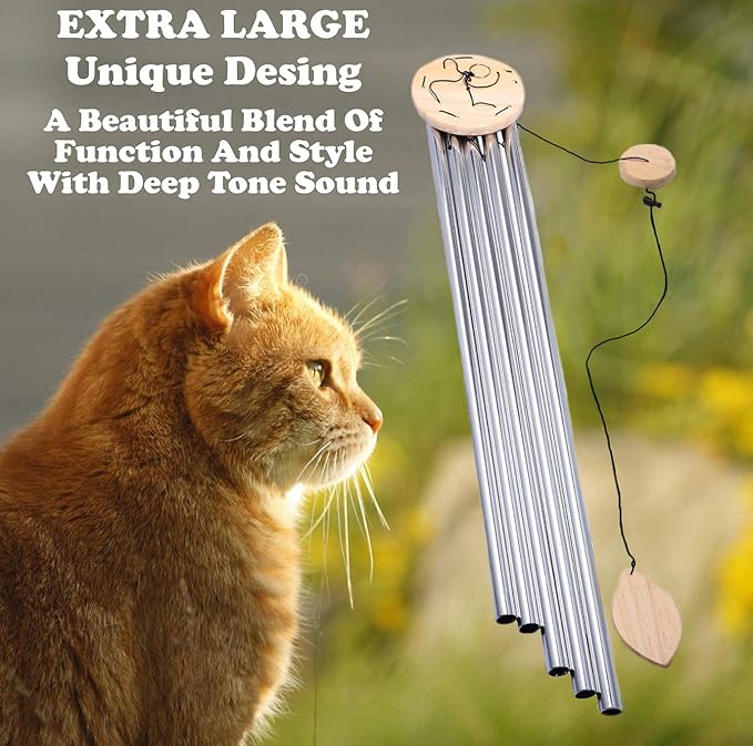 5' Big Extra Large 57" Wind Chime Deep Tone Tuned Resonant Bass Sound Church Windchime Outdoor Unique Memorial Sympathy-Garden Hanging Decorations Yard Bells, Silver