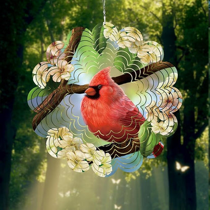 Cardinal Gifts for Women,Cardinal Hanging Wind Spinners 12in, Outdoor Metal 3D Wind Spinner, Stainless Steel Hanging Wind Catchers Sculpture for Outside Decoration