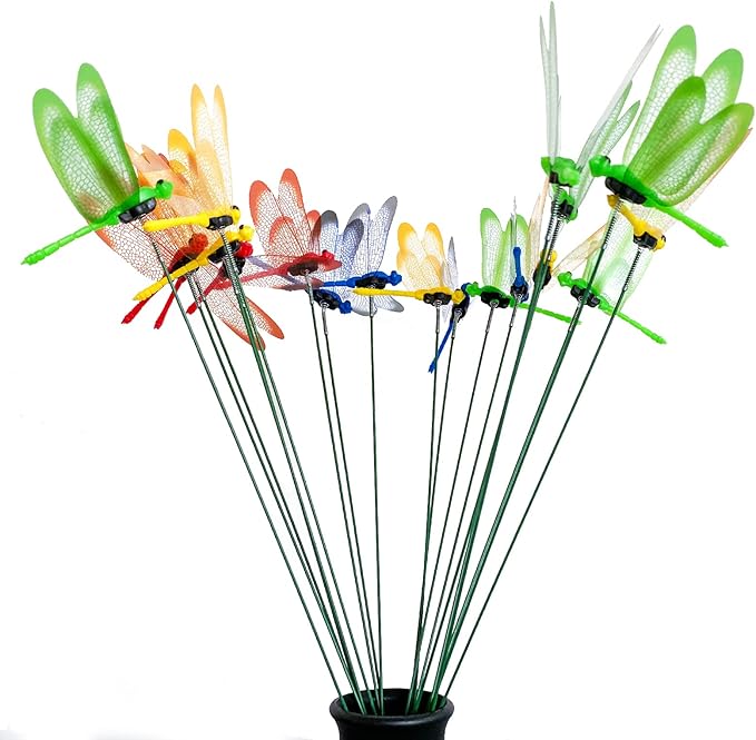 Tuxiaobu 20 Pcs Garden Dragonfly Stakes - Fake Dragonflies Removable Plastic Fake Dragonfly Garden Decor - Dragon Fly Dragon Flies Indoor Outdoor Decorations