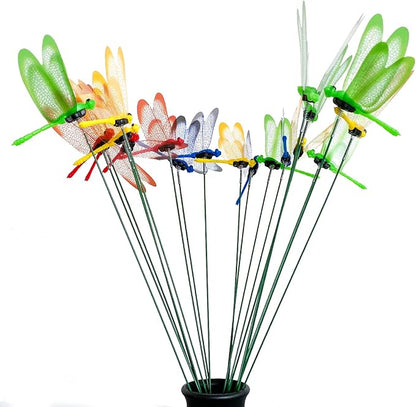 Tuxiaobu 20 Pcs Garden Dragonfly Stakes - Fake Dragonflies Removable Plastic Fake Dragonfly Garden Decor - Dragon Fly Dragon Flies Indoor Outdoor Decorations