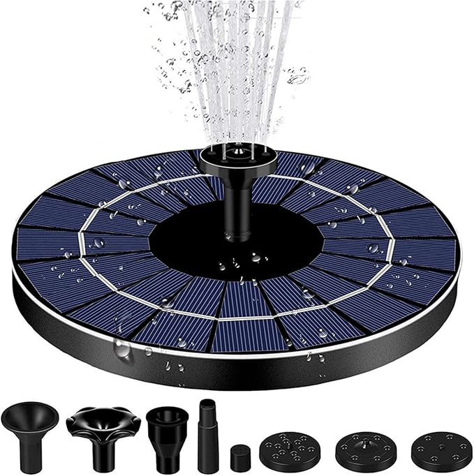 Meichoon Solar Fountain Pump 3.5W with 6 Nozzles Birdbath Water Feature Independent Floating Fountain for Gardens Ponds Fish Tanks Aquariums Outdoors MY01