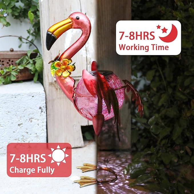 MUMTOP Flamingo Solar Light Outdoor Decor, Solar Lanterns Outdoor Waterproof Flamingo Tabletop Yard Garden Lawn Porch Patio Decorations, Gardening Gift for Women