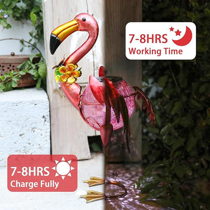 MUMTOP Flamingo Solar Light Outdoor Decor, Solar Lanterns Outdoor Waterproof Flamingo Tabletop Yard Garden Lawn Porch Patio Decorations, Gardening Gift for Women