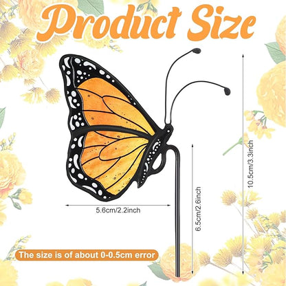 Geelin 1 Pc Stained Glass Butterfly Suncatcher Flower Pot Decoration Metal Plant Pot Hangers Colorful Garden Yard Suncatcher Decor for Spring Home Indoor Outdoor Decor(Orange)