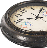 12 Inch Outdoor Clock with Thermometer and Hygrometer Combo, Waterproof Indoor Outdoor Wall Clocks for Patio, Pool,Garden Decor- Retro Bronze