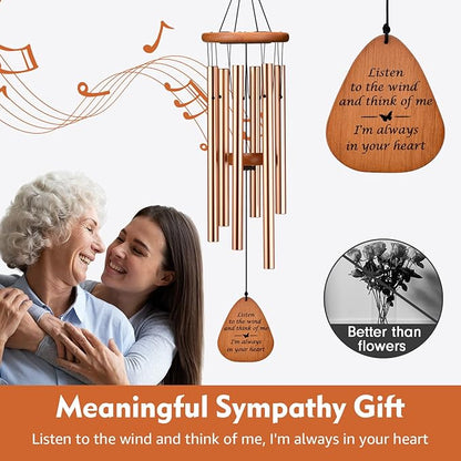 AMBOBE Sympathy Memorial Wind Chime, 32 Inch, Gold