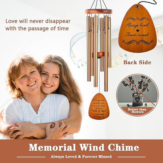 Soopau Memorial Gifts, Sympathy Wind Chimes Memorial Wind Chimes for Loss of Loved One Prime, Sympathy Gift, Bereavement/Remembrance Gifts in Memory of Loved One Mother Father, 30" Wooden
