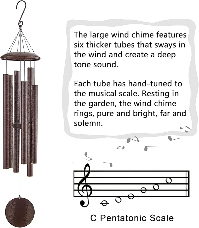 Extra Large Wind Chimes for Outside Deep Tone, Sympathy Memorial Gifts for Loss of Loved One,48" Big Wind Chime w/ 6 Heavy Tuned Aluminum Tubes Outdoor Clearance for Garden,Yard,Patio & Lawn