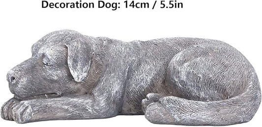 Hapivida Dog Garden Statue, Puppy Garden Memorial Stone Sleeping Dog Sculpture Decor Outdoor Resin Realistics Sculptures Grey
