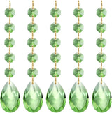 PATIKIL Teardrop Crystal Chandelier Pendants Beads, 5 Pack 135mm Length 38mm Chandelier Prisms Parts Ornaments Hanging Beads for DIY Arts Crafts Decoration, Light Green