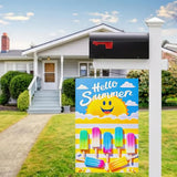 BlissYard Summer Garden Flags 12x18 Double Sided Outdoor Flag Summer Garden Flags For Outside Hello Summers with Smiling Sun and Colorful Popsicles, Ideal for Outdoor Yard and Patio Decor