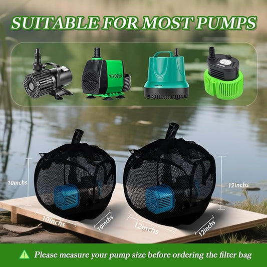XOTTI 12 Inch Pop Up Pond Pump Filter Bag, Anti-Clogging Cube Black Filter Media Box, Metal Frame Mesh Pump Barrier Bag for Outdoor Water Fish Pond Swimming Pool Fountain