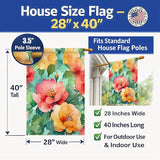 Caroline's Treasures Georgia Cherokee Rose in Watercolor House Flag Large Porch Sleeve Pole Decorative Outside Yard Banner Artwork Wall Hanging, Polyester, House Size, Multicolor