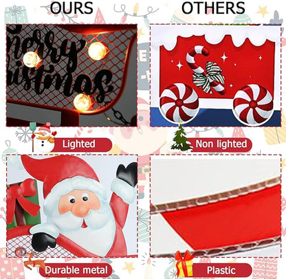 Christmas Yard Stakes Light Up Christmas Outdoor Decorations with LED Santa Claus Reindeers in Sleigh Lighted Metal Yard Stakes Xmas Garden Stake Lawn Pathway Outdoor Decoration