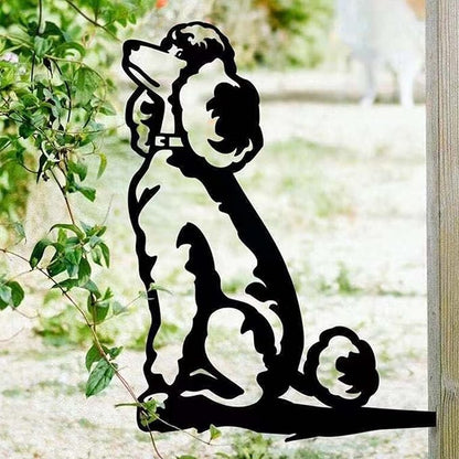 Metal Garden Dog Statue Ornament Gift Metal Art Dog Silhouette Decoration Steel Dogs Statue Decorative Garden Stakes for Yard, Lawn, Patio, Pathway (Poodle)