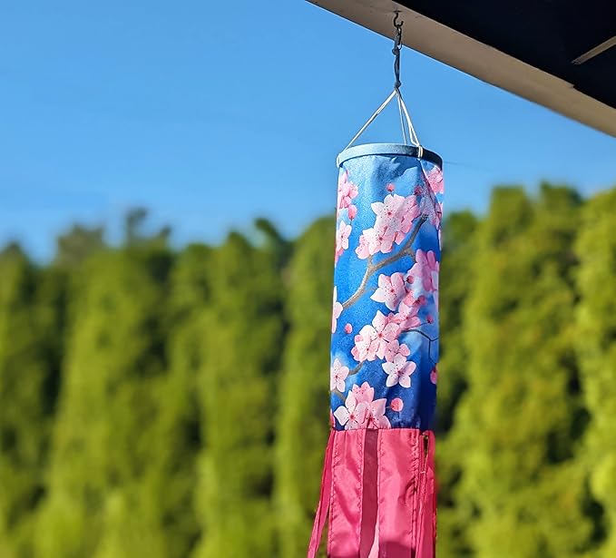 Madrona Brands Spring Cherry Flowers Windsock for Outside 60 Inch | Durable Outdoor Decorative Hanging Wind Sock Flag | Yard, Garden, Patio