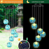 Wonderjune Solar Wind Chimes Nautical Ball Beach Theme Lights Outdoor Mobile Wind Chime LED Light for Garden Patio Yard Porch Decoration Gifts (Blue)